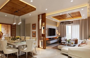 modern open-concept living and dining area