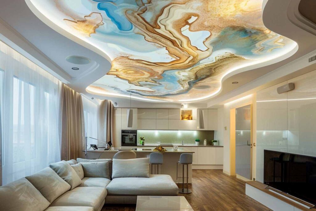 wave-style pop ceiling design
